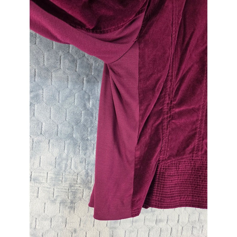 New Directions Womens XL Burgundy Velvet Moto Jacket Quilted Zip Mock Neck - Picture 11 of 13